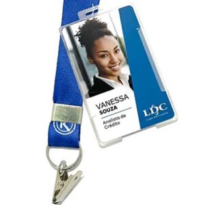 50 Crachá Em Pvc + Cordão Digital Personalizado 20mm + Porta Crachá