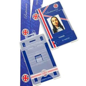 06 Crachás Em Pvc + Cordões Personalizados 20mm + Porta Crachá